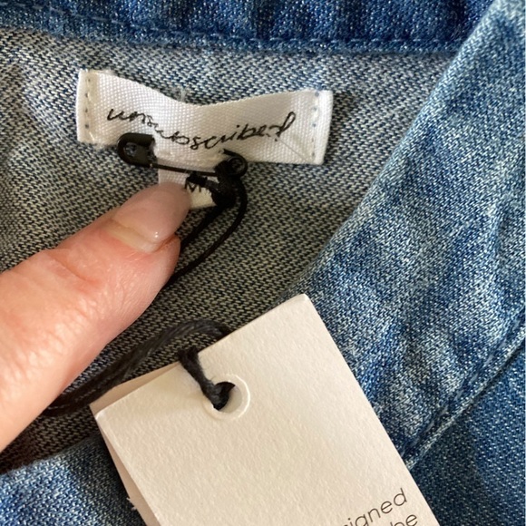 Unsubscribed Denim Pintuck Detailed Cotton Blouse Top NWT - Picture 6 of 10